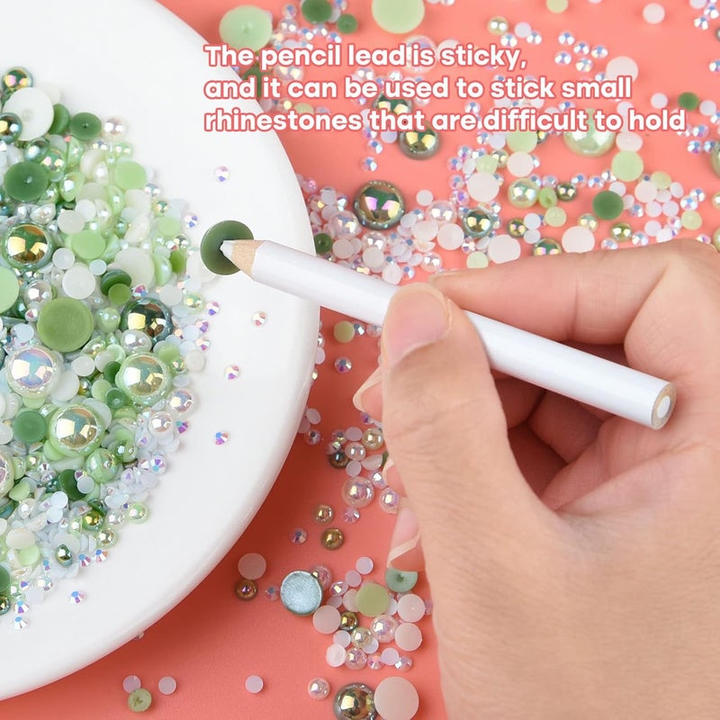 ASTARON 50g Mix Flatback Rhinestones Half Pearls for Crafts Mixed Size 3mm-10mm Flat Back Rhinestones for Crafts Flatback Pearls for DIY Tumblers Mugs Nail Art Shoes Clothes (Fresh Green Series) - Image 5